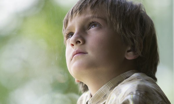 A young boy pondering questions about birth siblings