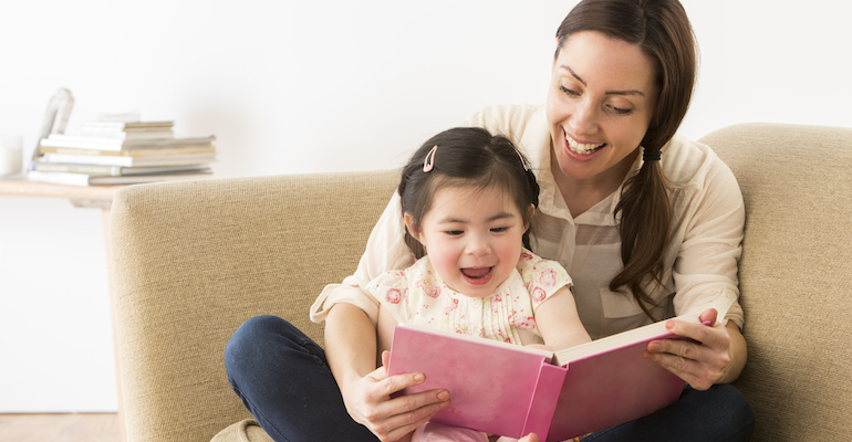 Mother and daughter in their reading routine