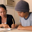 A teen works with a tutor to overcome learning problems