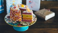 An adoption shower cake and gift