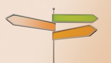 A sign post pointing in different directions, representing choice between adoption and surrogacy