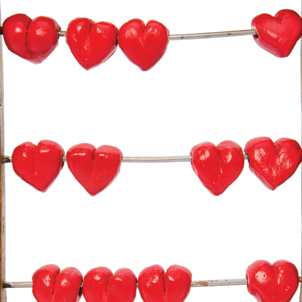 Hearts on a counting toy, representing how many children the author has