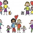 Cartoons of life partners and their children