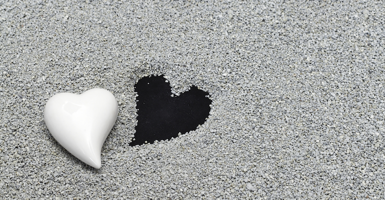 Black and white hearts, memorial to Betty Jean Lifton