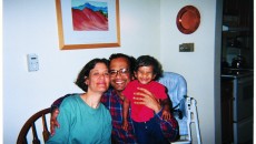 A family after adopting a baby from India