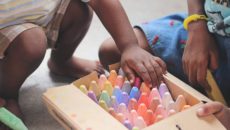 Two preschool children learn about categories.