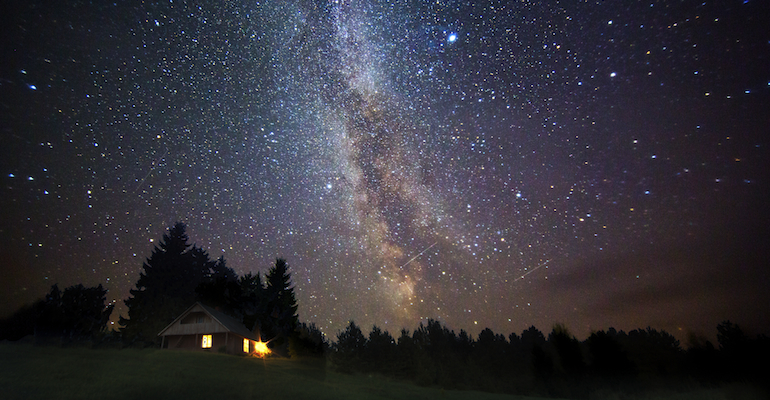 A night sky of stars, symbolizing journey from orphange to foster home to forever home