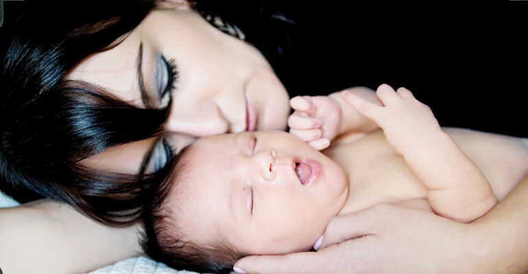 A mother and her new baby, after deciding she was ready to adopt