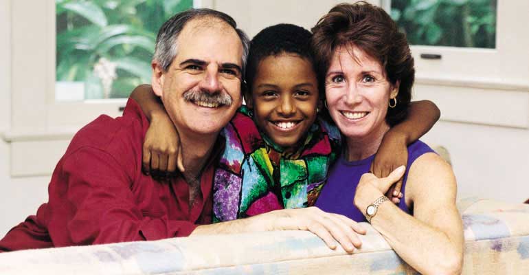 A family formed through transracial adoption