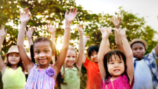 group of adopted children of various races