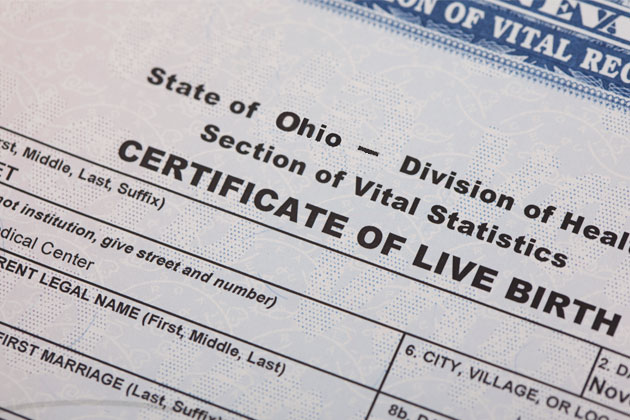 Ohio State Birth Certificate