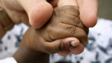 A baby receiving newborn care