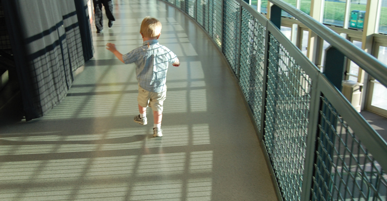 A young toddler at his birth mother's graduation