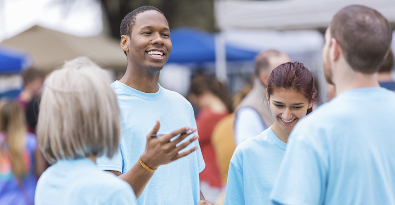 Teenagers developing empathy by volunteering together