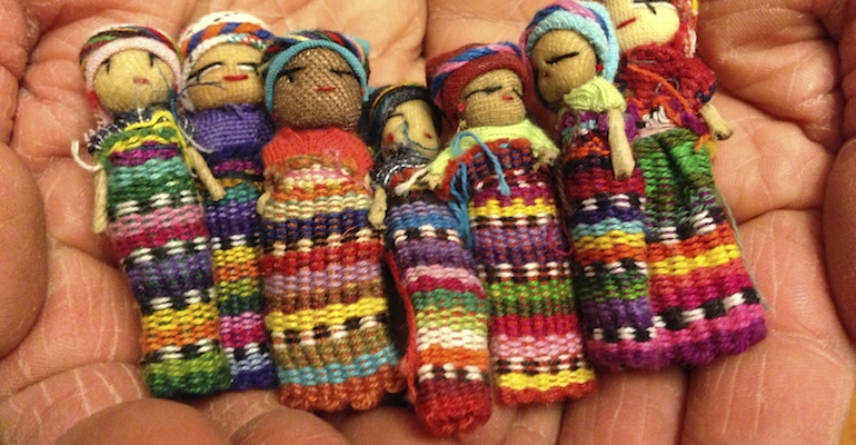 Worry dolls from Guatemala, where the book Mamalita takes place