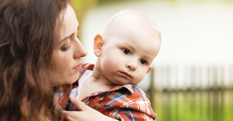 A mother who worries she is not bonding with her child