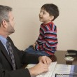 Father and child talking about the adoption story
