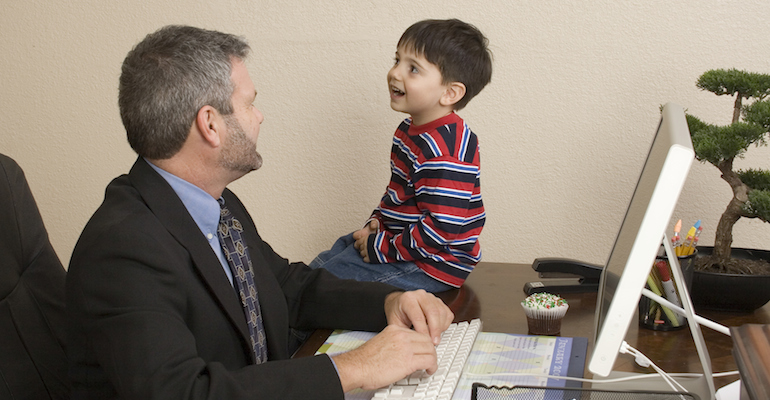 Father and child talking about the adoption story