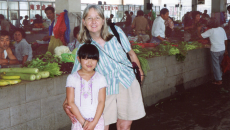 Melissa and Maya Ludtke at the Xiaxi market in 2004, the trip that inspired Touching Home in China