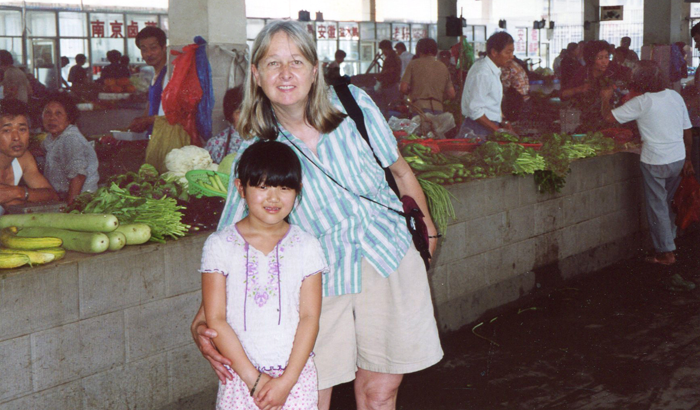 Melissa and Maya Ludtke at the Xiaxi market in 2004, the trip that inspired Touching Home in China