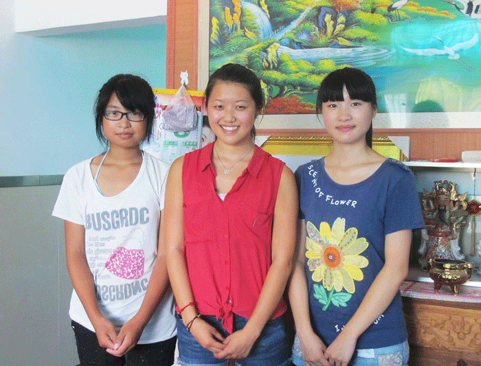 Maya Ludtke with friends in her hometown in China.
