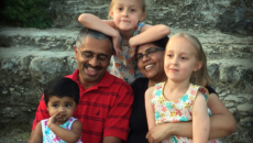 author Lakshmi Iyer with her family through transracial adoption