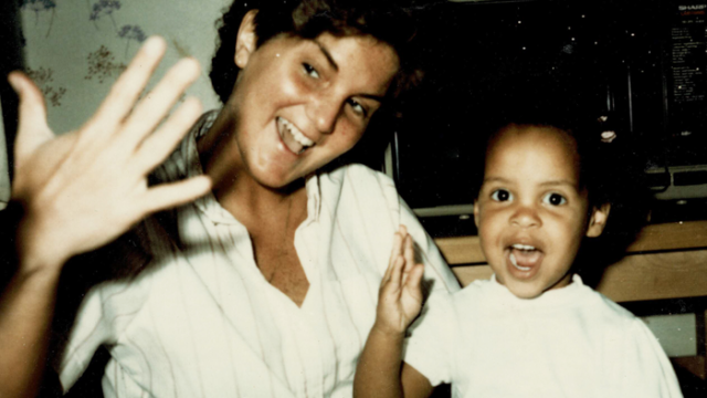 adoptive mom Sandy Burkett with her daughter as a toddler