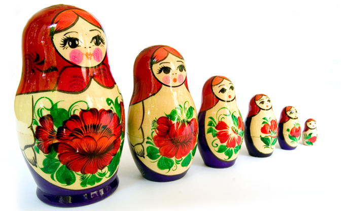 nesting dolls from Russia; though Russian adoption by U.S. citizens has been banned, Russian adoption is currently in the news