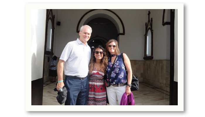 author Shelly Gill Murray with her husband and daughter on their trip to Colombia to meet their daughter's birth mother