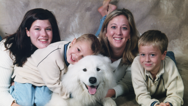 Christine Bauer, author of a memoir of her story as a birth mother, with her children
