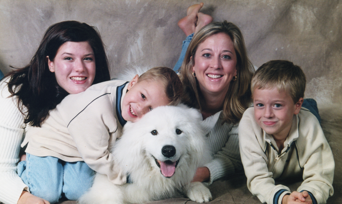 Christine Bauer, author of a memoir of her story as a birth mother, with her children