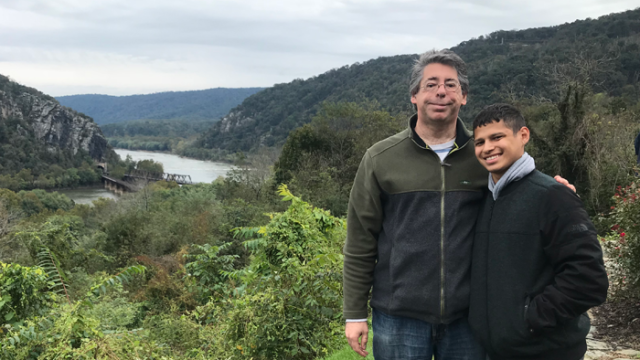 author Gary Matloff visiting his son, adopted as an older child, as a freshman at college