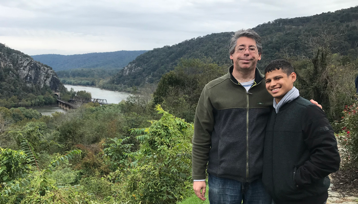 author Gary Matloff visiting his son, adopted as an older child, as a freshman at college